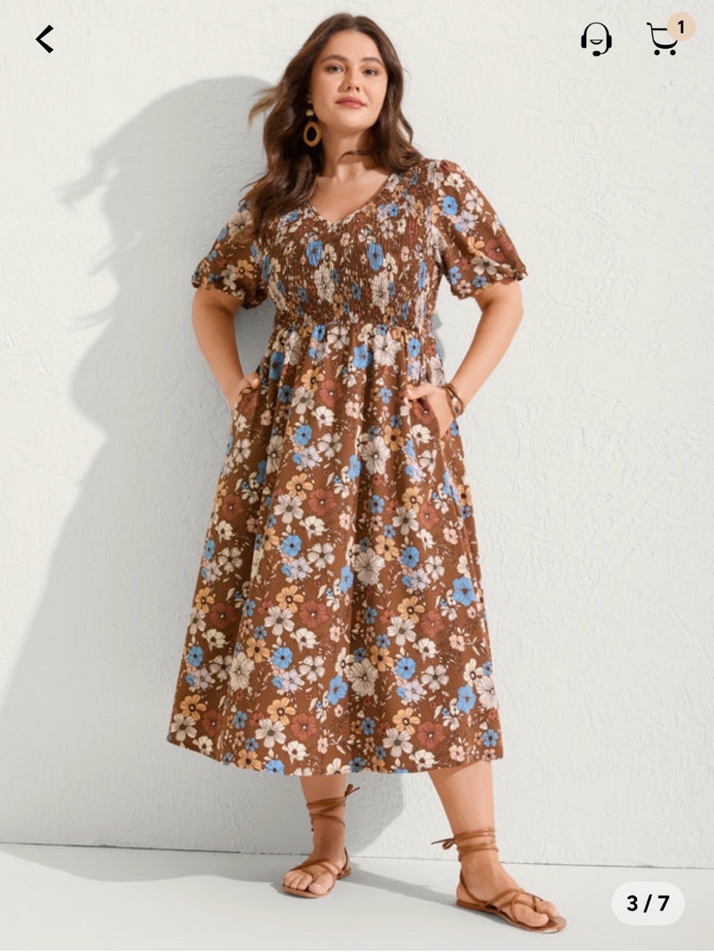 BloomChic Brown Floral Maxi Dress with Blue & Pink Accents - Picture 8 of 10